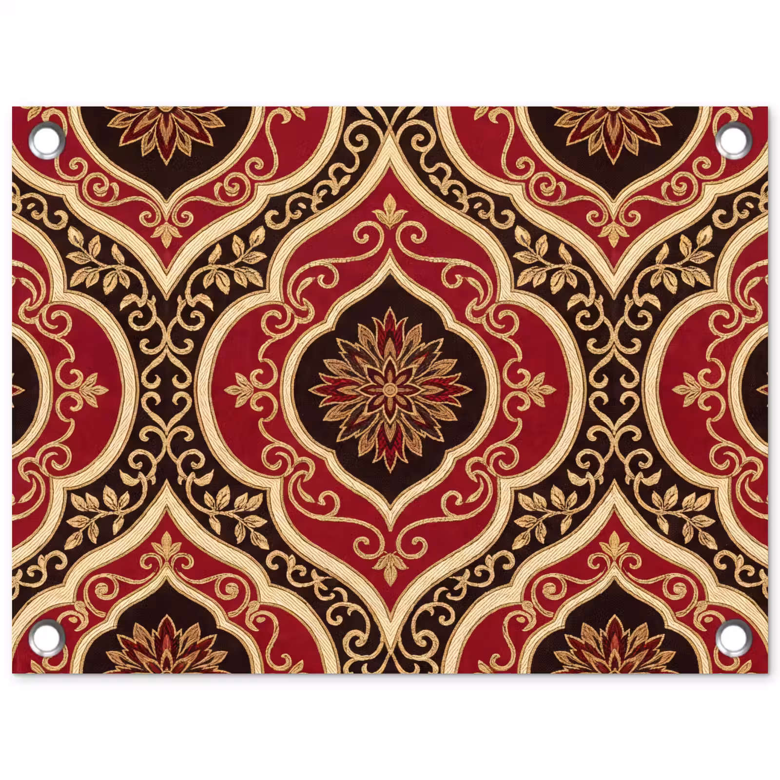 Tuinposter - Patroon - Ornament - Barok - Rood - Goud — 1