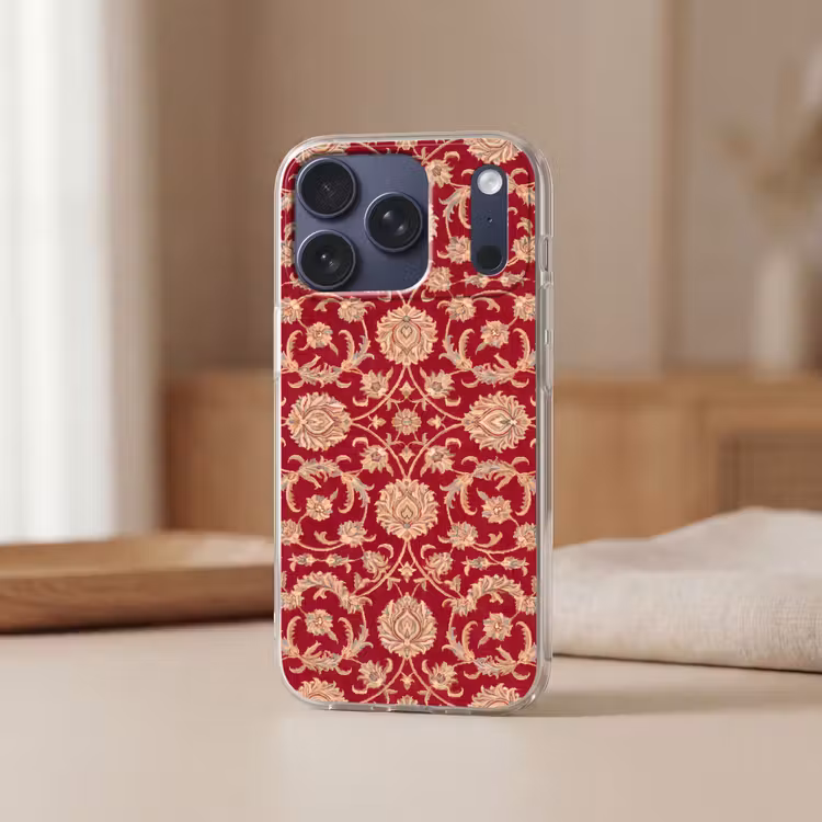 Telefoonhoesje - Patroon - Bloem - Klassiek - Oosters - Rood — 3