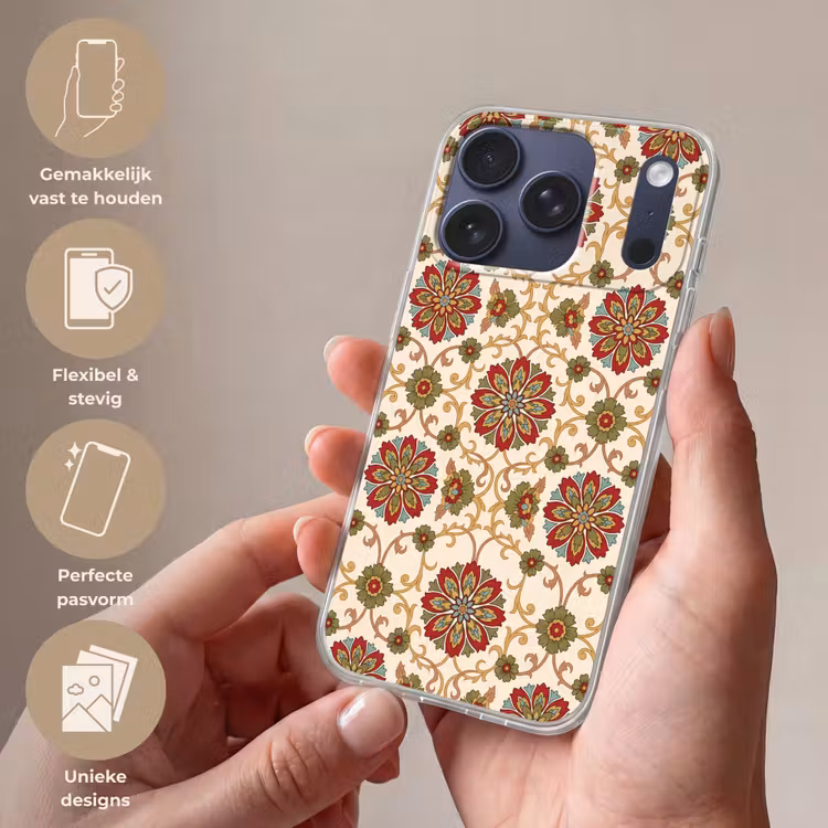 Telefoonhoesje - Patroon - Bloemen - Ornament - Klassiek - Kleurrijk — 4