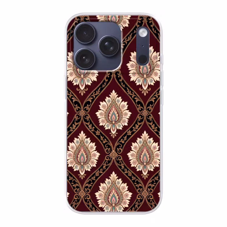 Telefoonhoesje - Patroon - Bloemmotief - Decoratie - Klassiek - Rood — 1