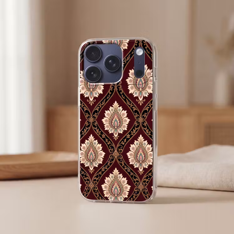 Telefoonhoesje - Patroon - Bloemmotief - Decoratie - Klassiek - Rood — 3