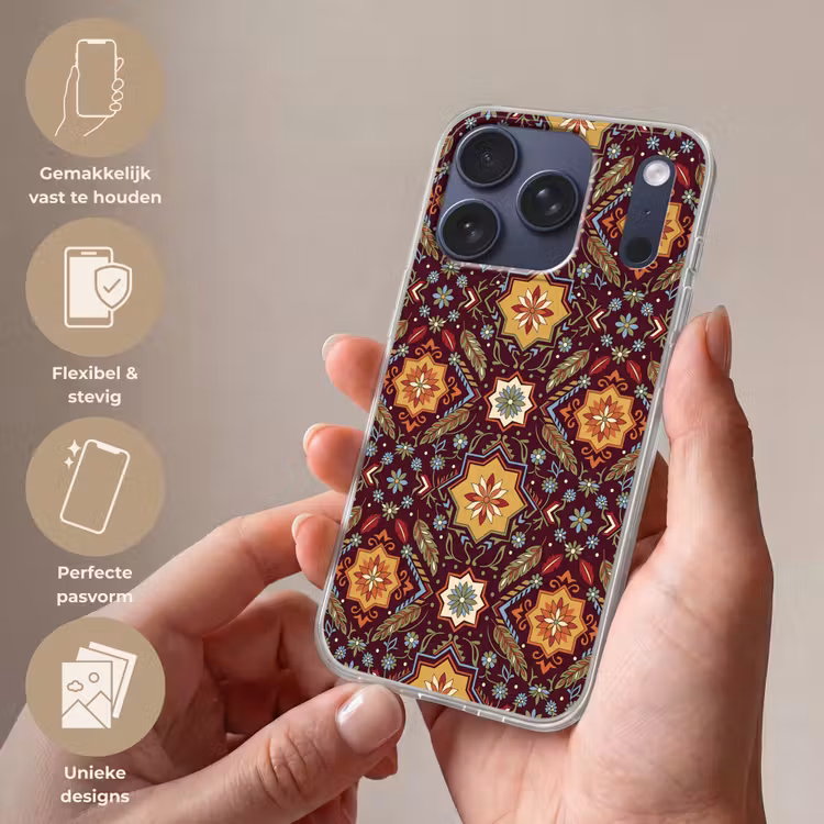 Telefoonhoesje - Patroon - Floraal - Geometrisch - Kleurrijk - Decoratie — 4