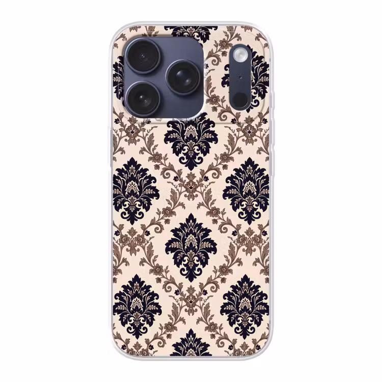 Telefoonhoesje - Patroon - Floraal - Klassiek - Beige-blauw — 1