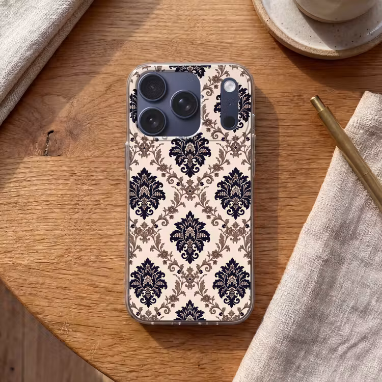 Telefoonhoesje - Patroon - Floraal - Klassiek - Beige-blauw — 2