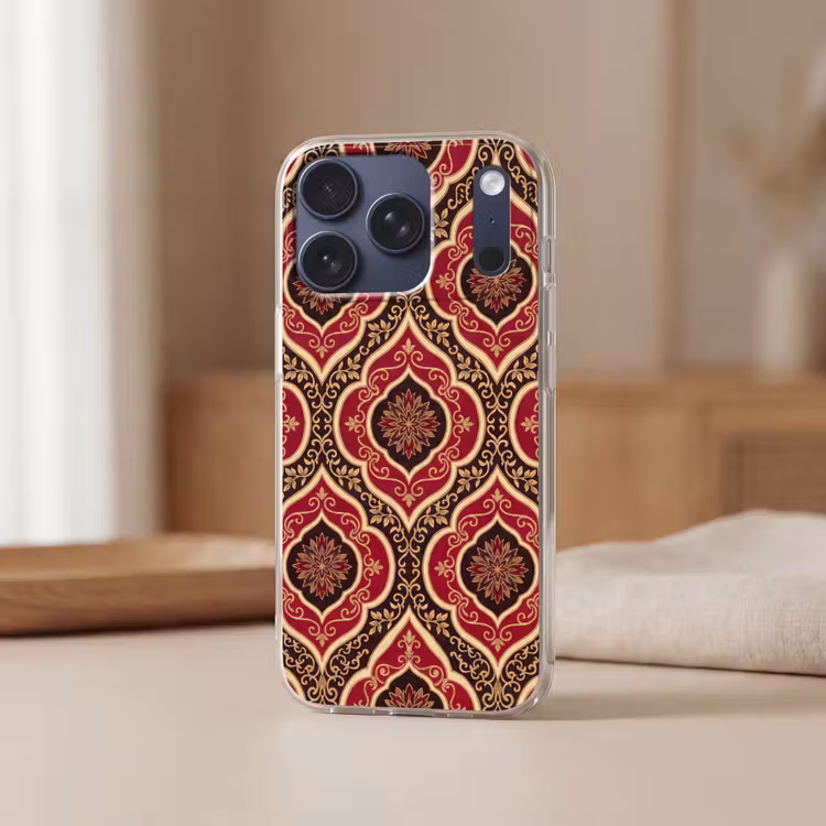 Telefoonhoesje - Patroon - Ornament - Barok - Rood - Goud — 3