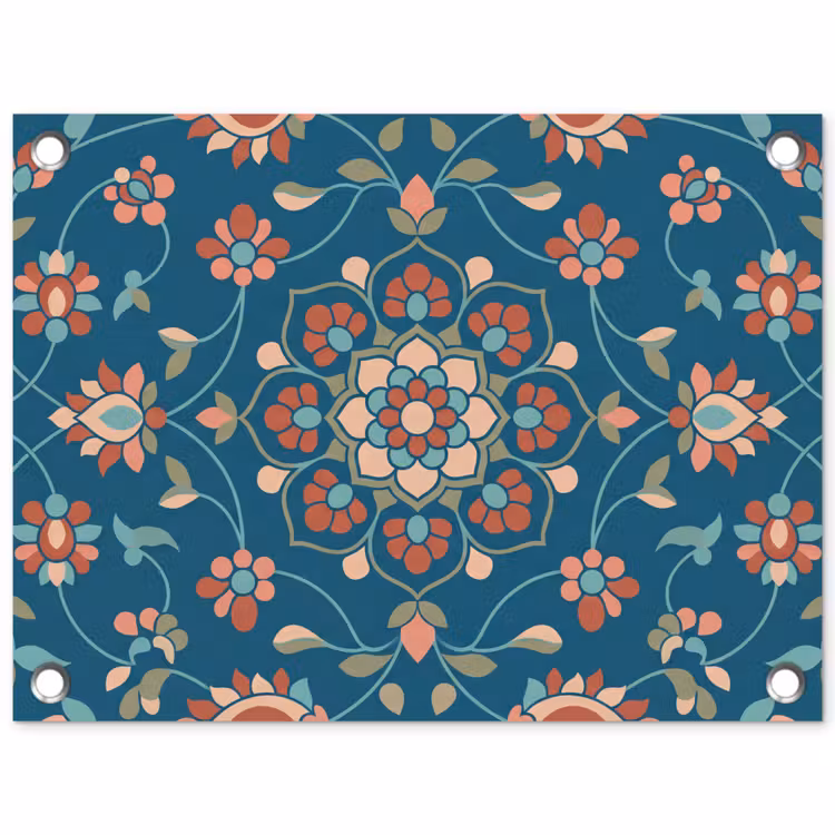 Tuinposter - Bloemen - Patroon - Natuur - Ornament - Blauw — 1