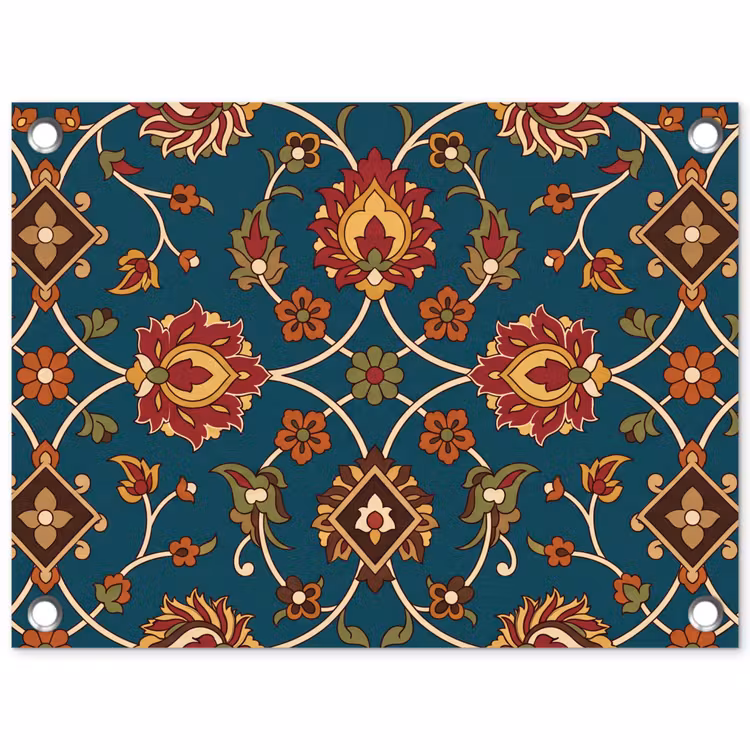 Tuinposter - Ornament - Flora - Traditioneel - Klassiek - Blauwgroen — 1