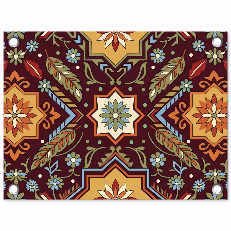 Tuinposter - Patroon - Floraal - Geometrisch - Kleurrijk - Decoratie — 1