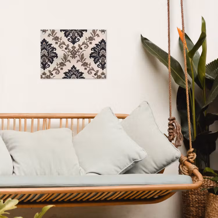 Tuinposter - Patroon - Floraal - Klassiek - Beige-blauw — 5