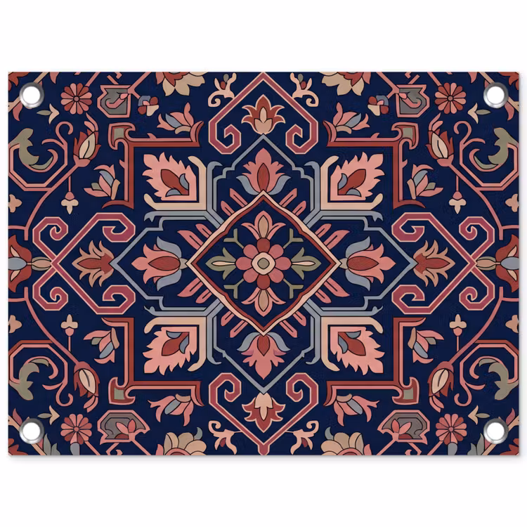 Tuinposter - Patroon - Oosters - Floraal - Blauw - Klassiek — 1
