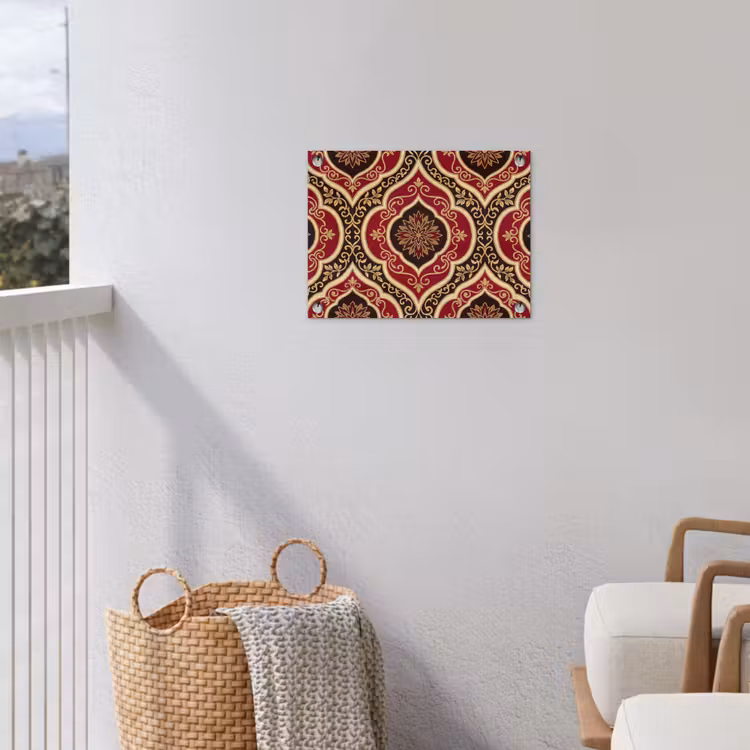 Tuinposter - Patroon - Ornament - Barok - Rood - Goud — 3