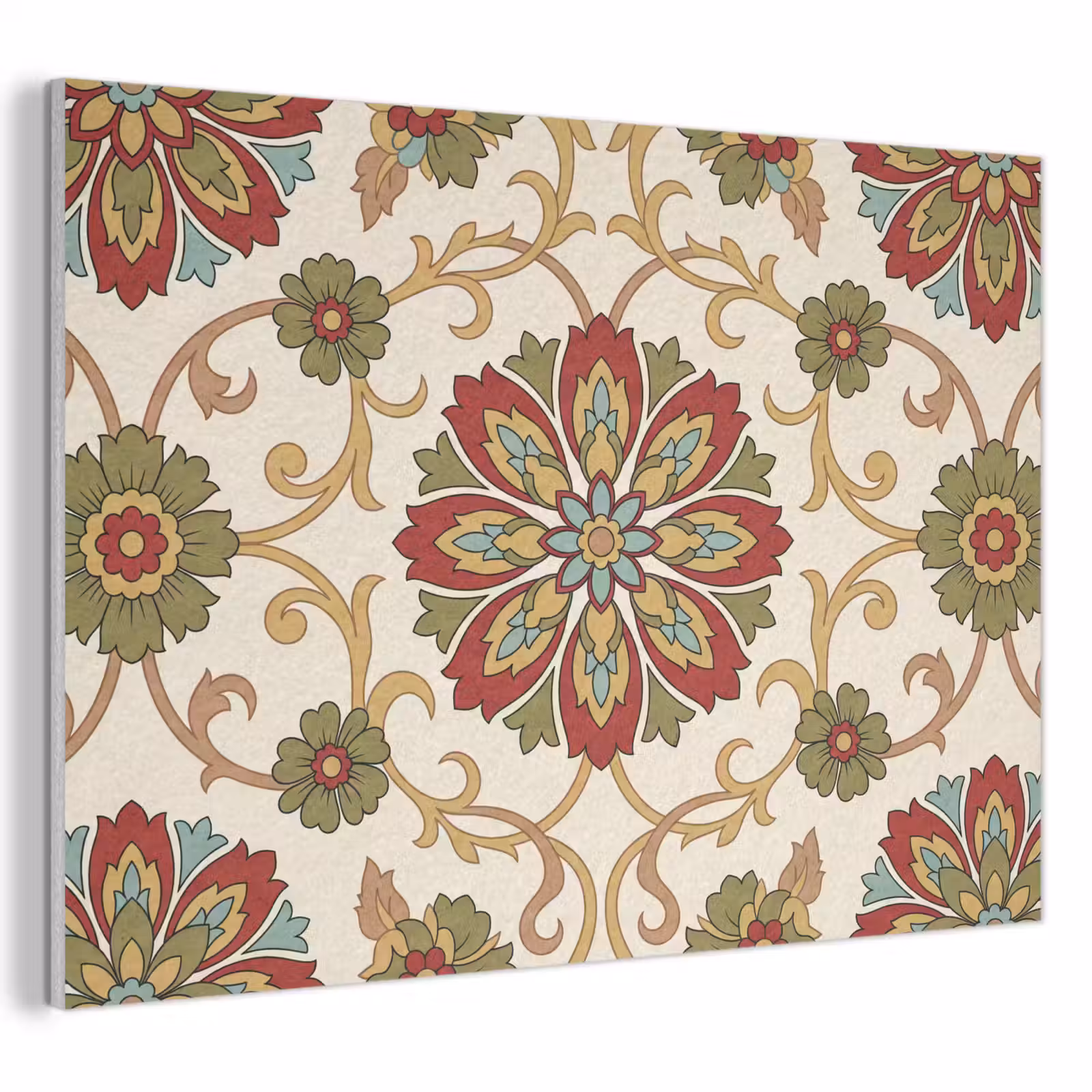 Akoestisch schilderij - Patroon - Bloemen - Ornament - Klassiek - Kleurrijk — 1
