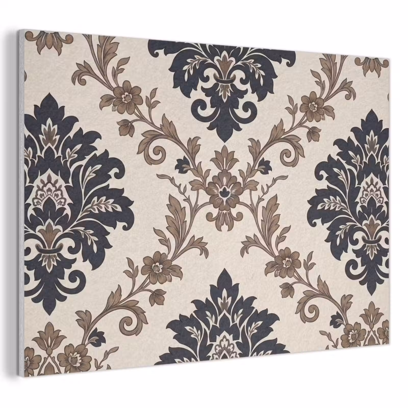 Akoestisch schilderij - Patroon - Floraal - Klassiek - Beige-blauw — 1