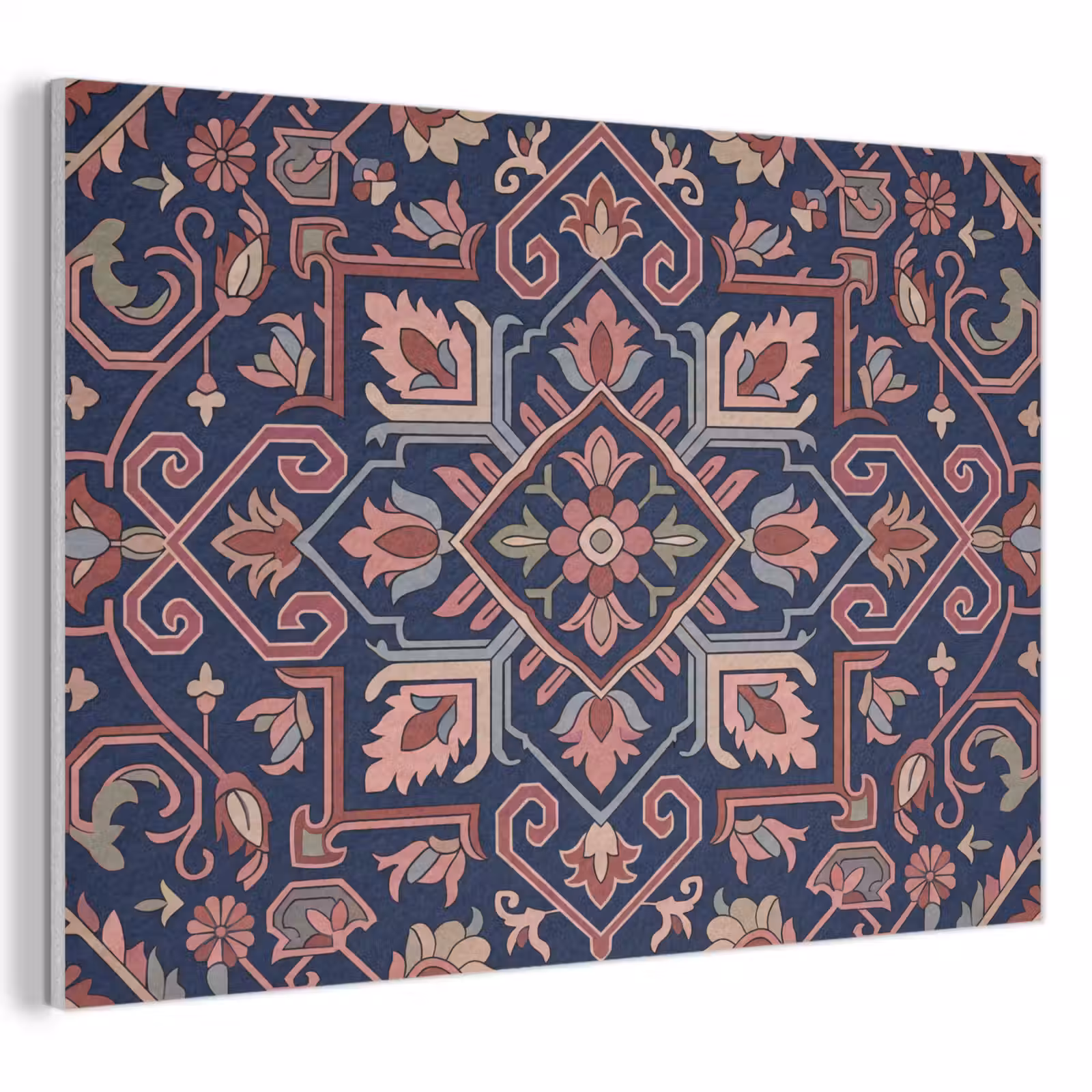 Akoestisch schilderij - Patroon - Oosters - Floraal - Blauw - Klassiek — 1