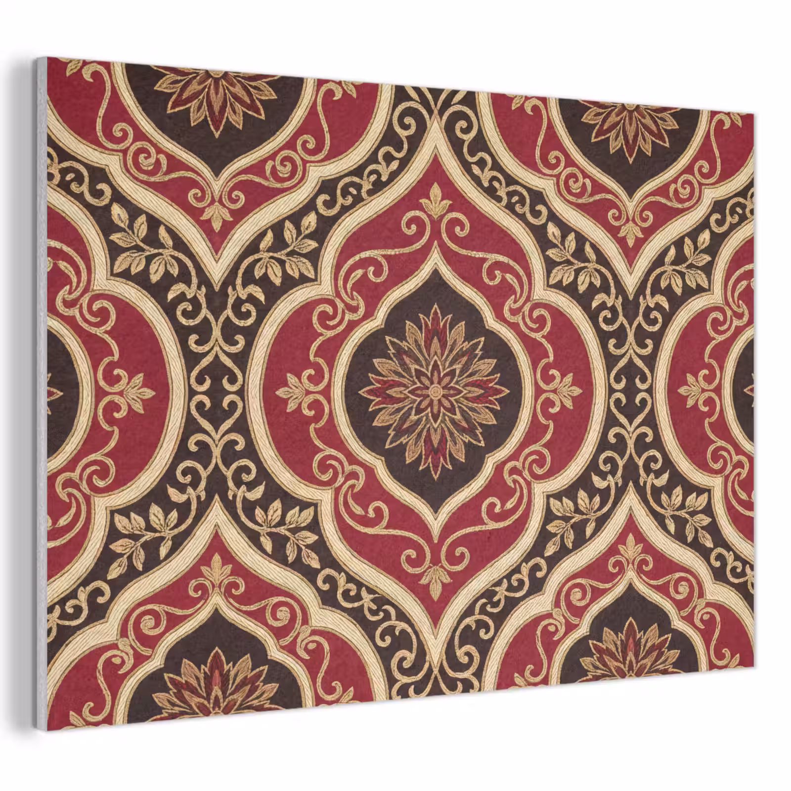 Akoestisch schilderij - Patroon - Ornament - Barok - Rood - Goud — 1