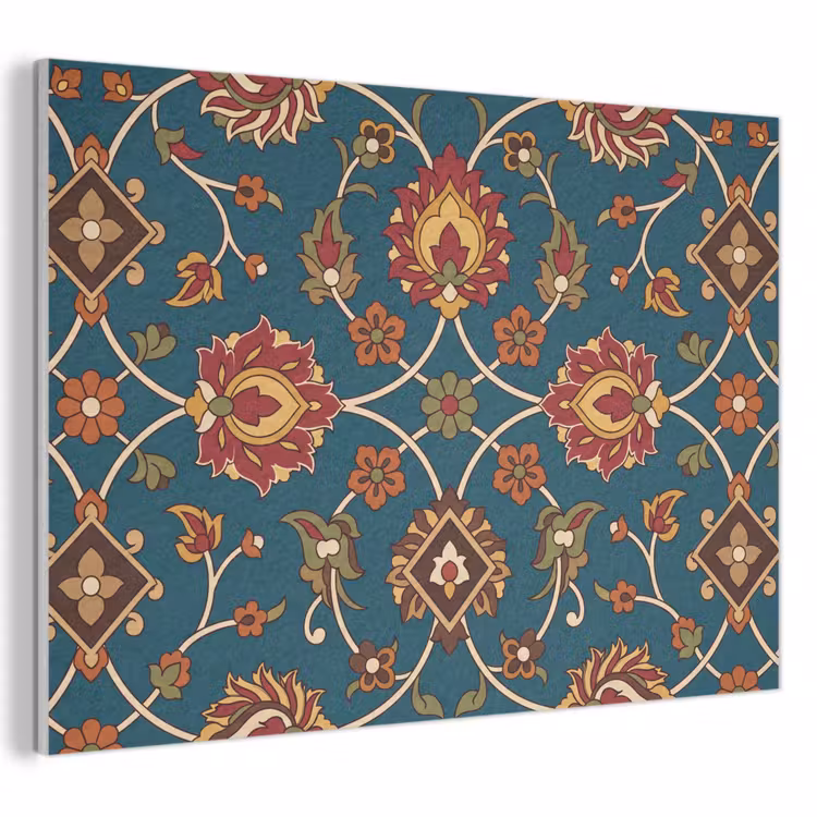 Akoestisch schilderij - Ornament - Flora - Traditioneel - Klassiek - Blauwgroen — 1