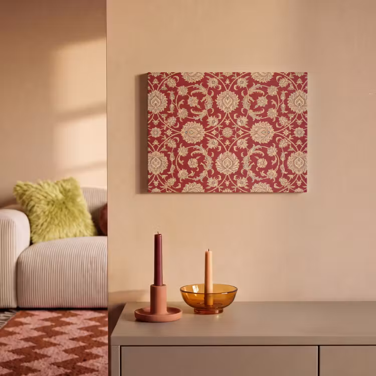 Akoestisch schilderij - Patroon - Bloem - Klassiek - Oosters - Rood — 2
