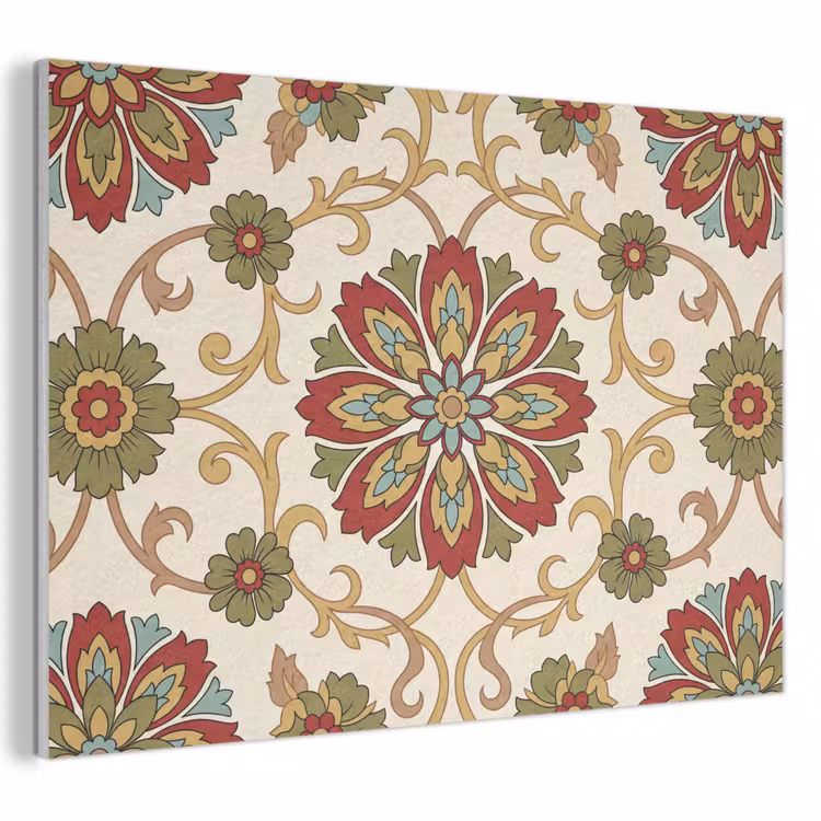 Akoestisch schilderij - Patroon - Bloemen - Ornament - Klassiek - Kleurrijk — 1