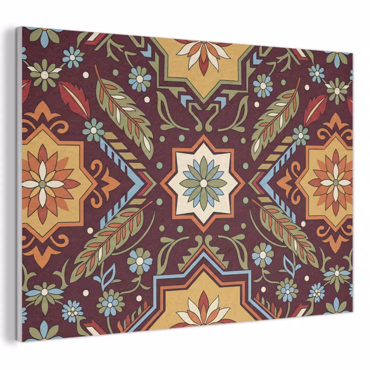 Akoestisch schilderij - Patroon - Floraal - Geometrisch - Kleurrijk - Decoratie — 1