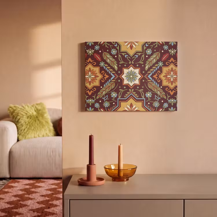 Akoestisch schilderij - Patroon - Floraal - Geometrisch - Kleurrijk - Decoratie — 2