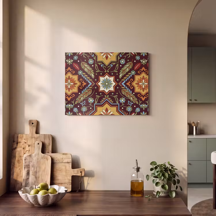 Akoestisch schilderij - Patroon - Floraal - Geometrisch - Kleurrijk - Decoratie — 3