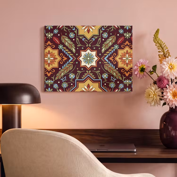 Akoestisch schilderij - Patroon - Floraal - Geometrisch - Kleurrijk - Decoratie — 4