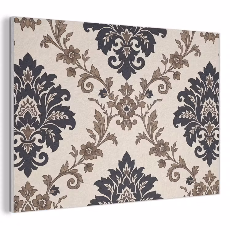 Akoestisch schilderij - Patroon - Floraal - Klassiek - Beige-blauw — 1