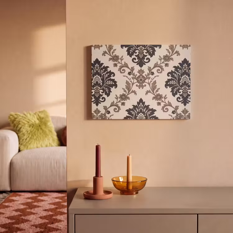 Akoestisch schilderij - Patroon - Floraal - Klassiek - Beige-blauw — 2