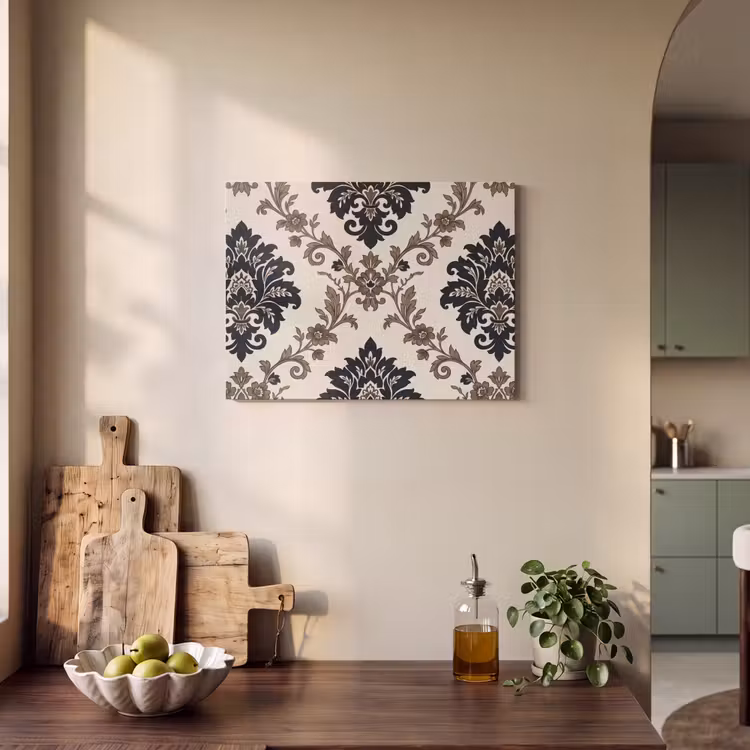 Akoestisch schilderij - Patroon - Floraal - Klassiek - Beige-blauw — 3
