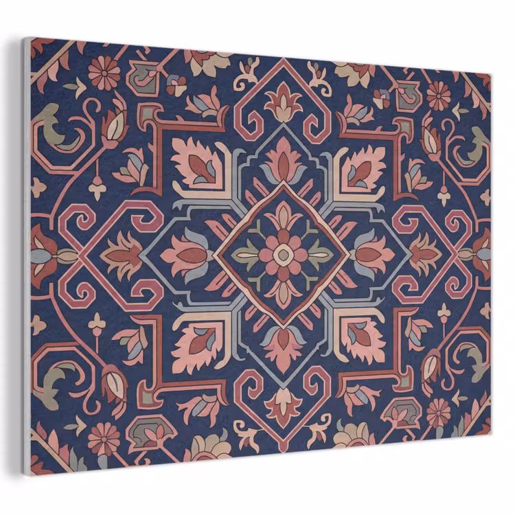 Akoestisch schilderij - Patroon - Oosters - Floraal - Blauw - Klassiek — 1
