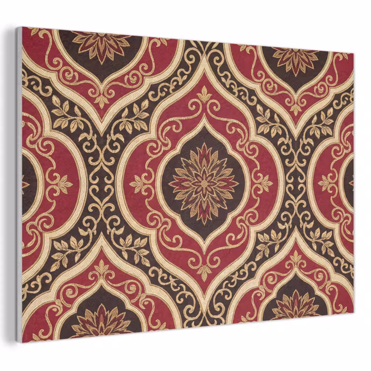 Akoestisch schilderij - Patroon - Ornament - Barok - Rood - Goud — 1