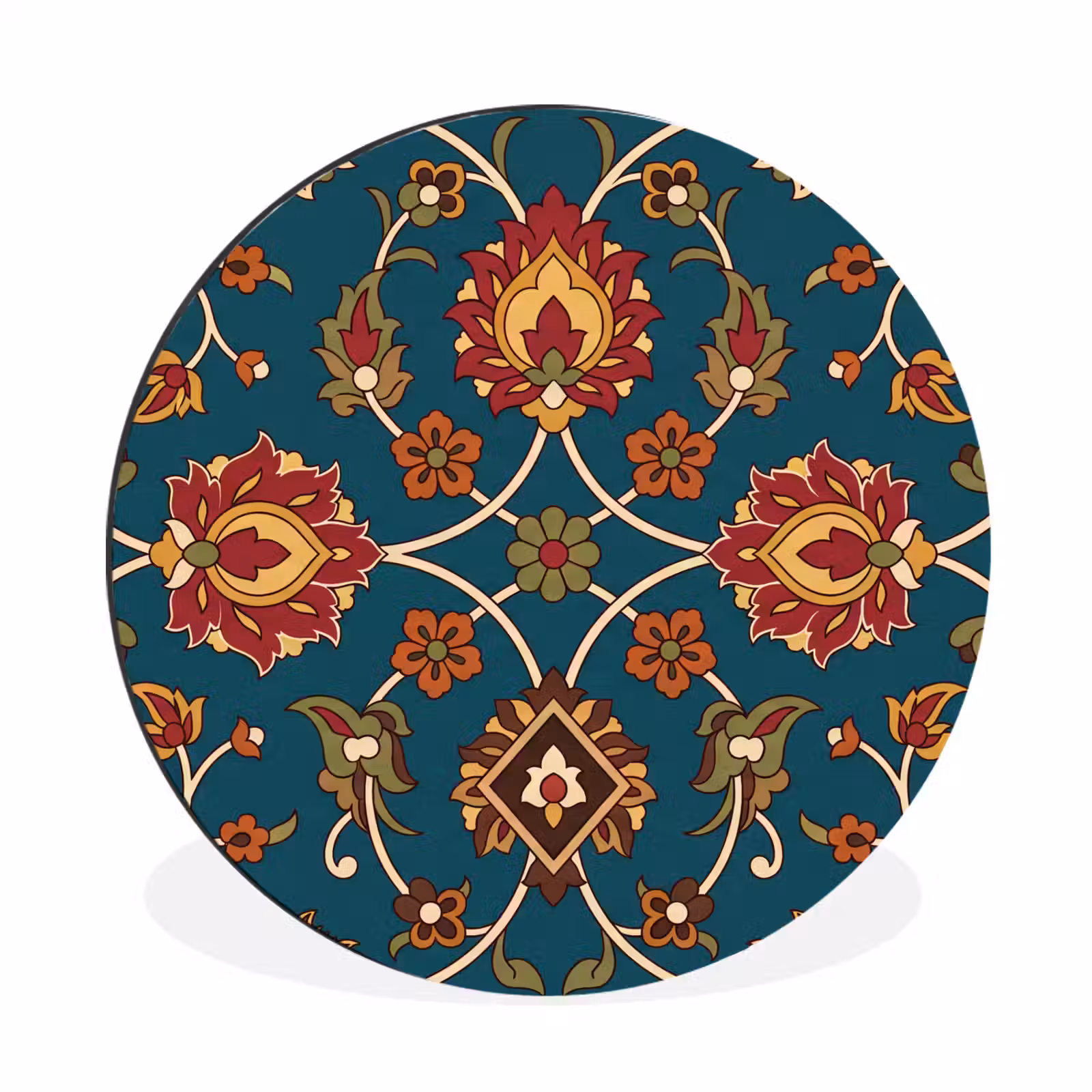 Muurcirkel aluminium - Ornament - Flora - Traditioneel - Klassiek - Blauwgroen — 1