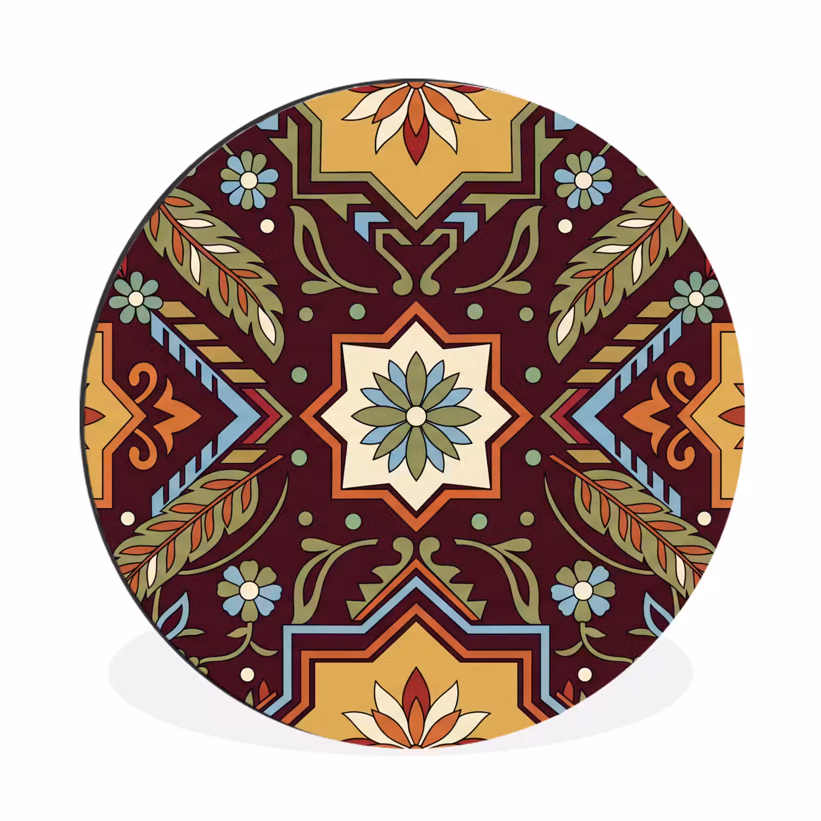 Muurcirkel aluminium - Patroon - Floraal - Geometrisch - Kleurrijk - Decoratie — 1