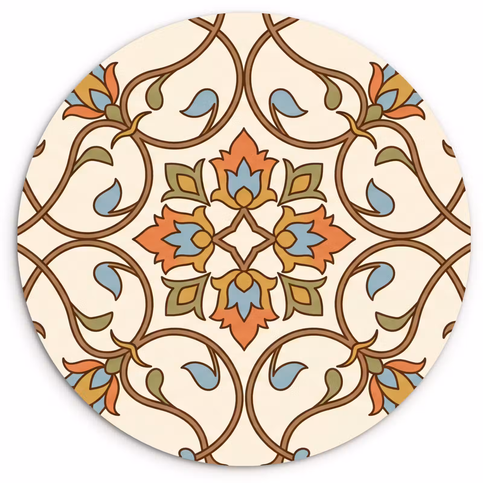 Muurcirkel glas - Patroon - Bloemen - Ornament - Kleurrijk — 1
