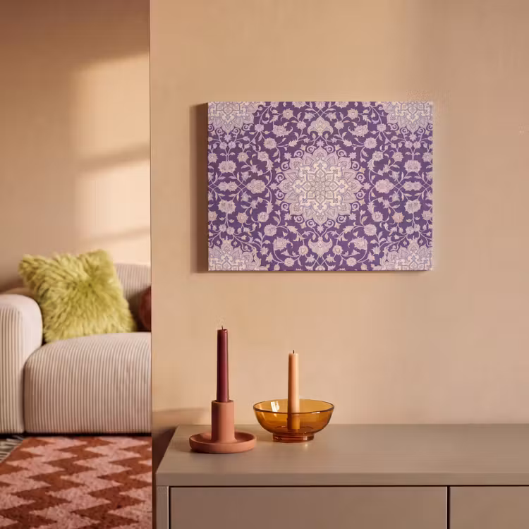 Akoestisch schilderij - Patroon - Medallion - Oosters - Paars - Decoratie — 2