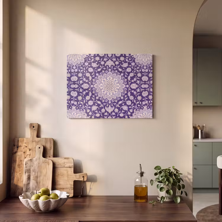 Akoestisch schilderij - Patroon - Medallion - Oosters - Paars - Decoratie — 3
