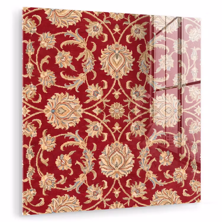 Glas schilderij - Patroon - Bloem - Klassiek - Oosters - Rood — 1