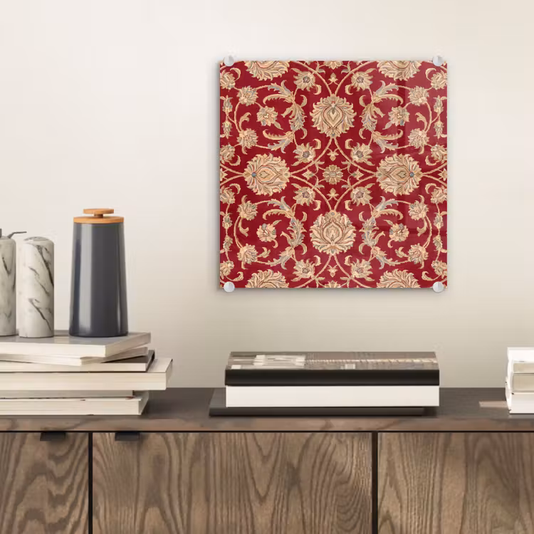 Glas schilderij - Patroon - Bloem - Klassiek - Oosters - Rood — 2