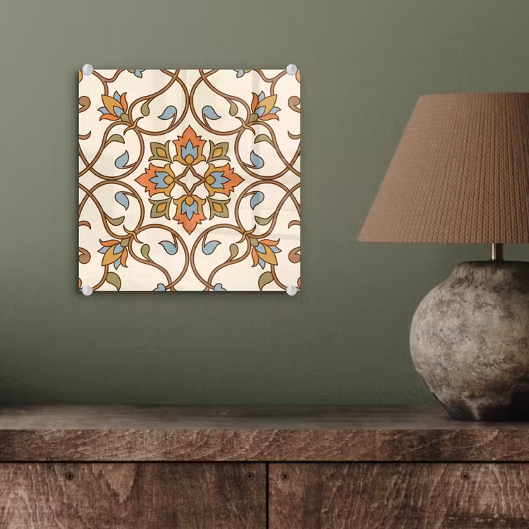 Glas schilderij - Patroon - Bloemen - Ornament - Kleurrijk — 4