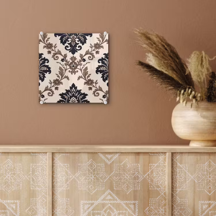 Glas schilderij - Patroon - Floraal - Klassiek - Beige-blauw — 6