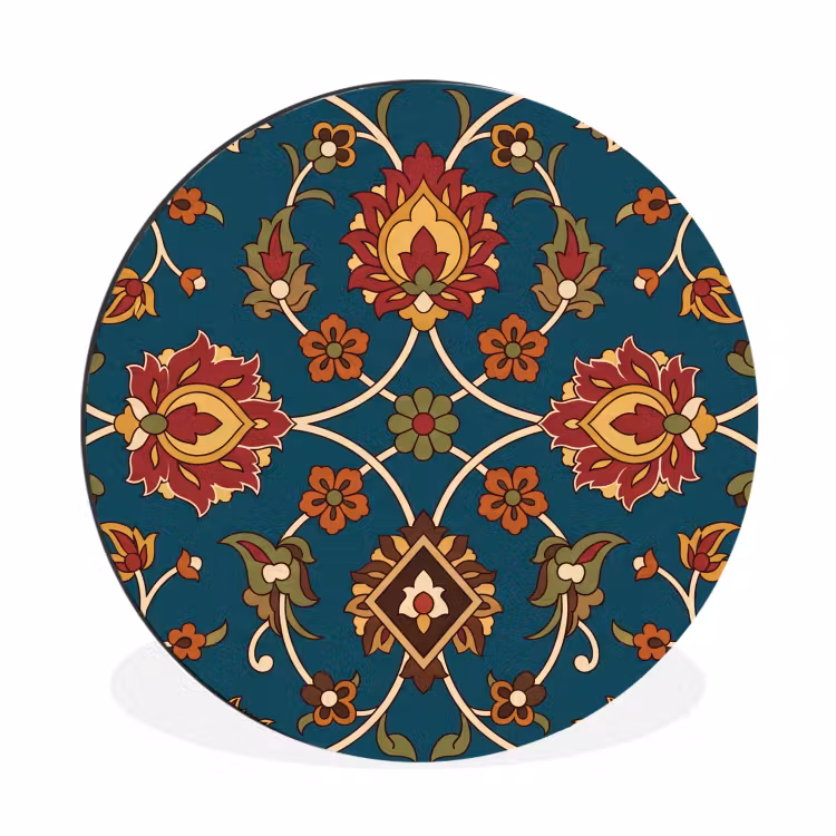 Muurcirkel aluminium - Ornament - Flora - Traditioneel - Klassiek - Blauwgroen — 1