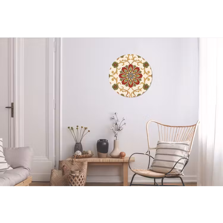 Muurcirkel aluminium - Patroon - Bloemen - Ornament - Klassiek - Kleurrijk — 2