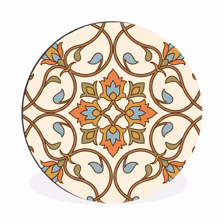 Muurcirkel aluminium - Patroon - Bloemen - Ornament - Kleurrijk — 1