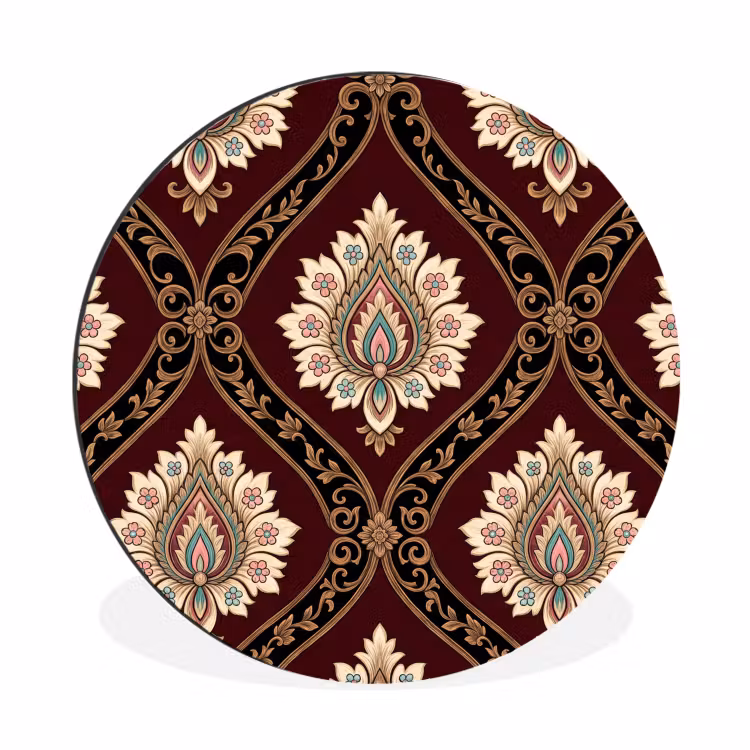 Muurcirkel aluminium - Patroon - Bloemmotief - Decoratie - Klassiek - Rood — 1