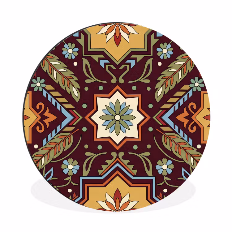 Muurcirkel aluminium - Patroon - Floraal - Geometrisch - Kleurrijk - Decoratie — 1