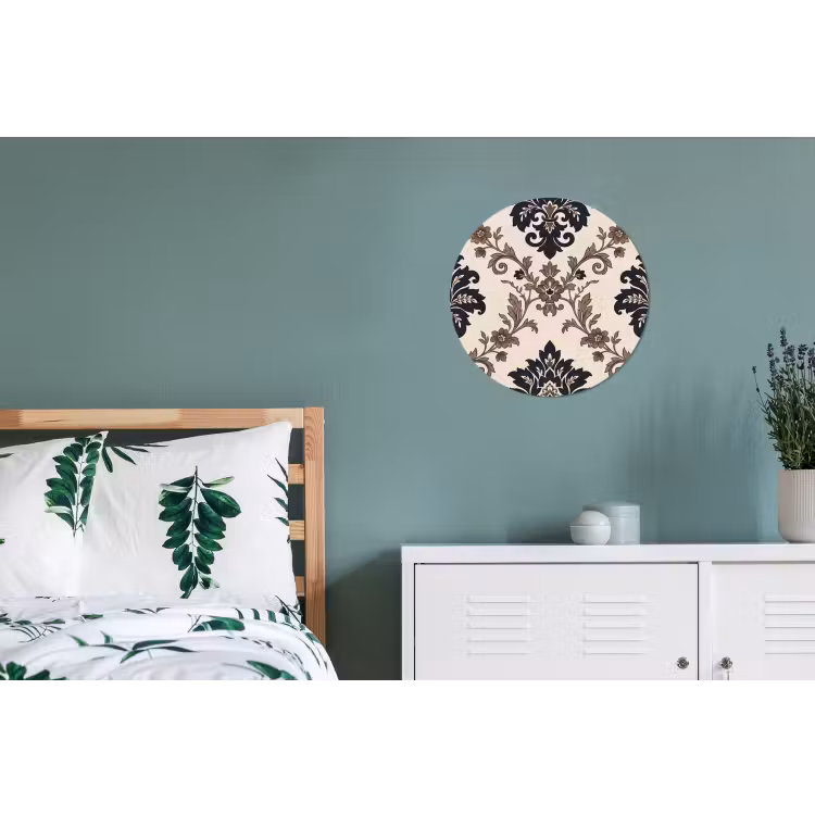 Muurcirkel aluminium - Patroon - Floraal - Klassiek - Beige-blauw — 4
