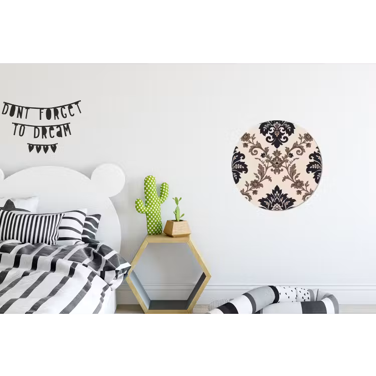 Muurcirkel aluminium - Patroon - Floraal - Klassiek - Beige-blauw — 5