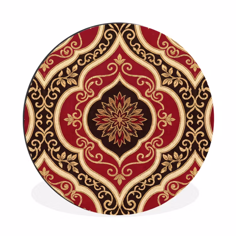 Muurcirkel aluminium - Patroon - Ornament - Barok - Rood - Goud — 1