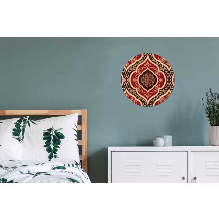 Muurcirkel aluminium - Patroon - Ornament - Barok - Rood - Goud — 4