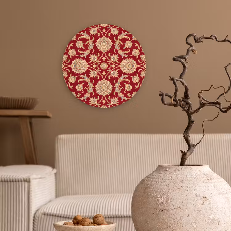 Muurcirkel glas - Patroon - Bloem - Klassiek - Oosters - Rood — 2